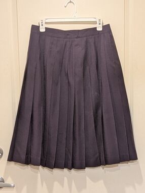 EUC Vintage Mr. Jax 14 Navy Blue Wool Knee Length Pleated Skirt Kilt